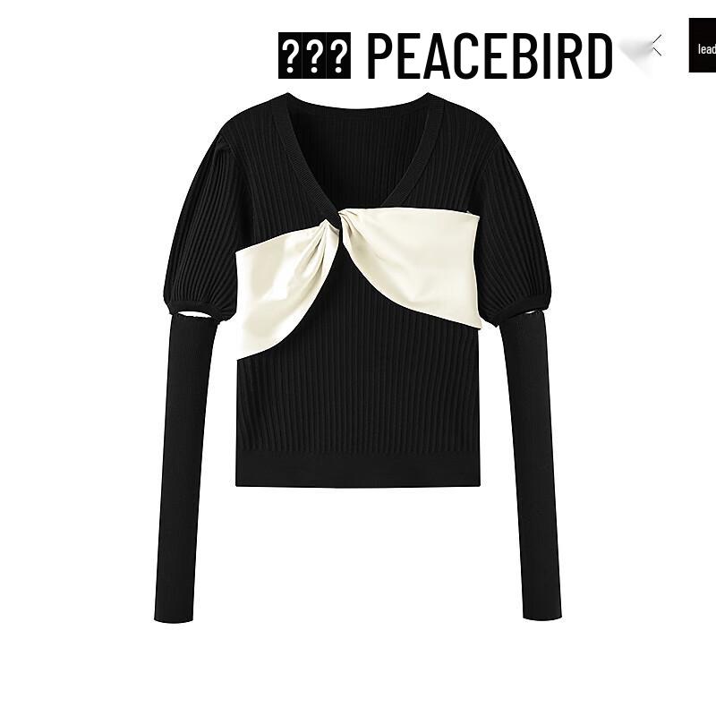 Taipingniao Women's V-Neck Bow Pullover Knit Sweater