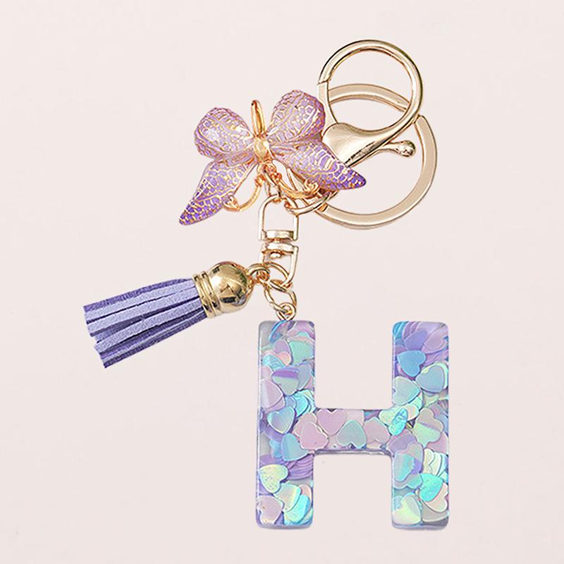 

Брелок с буквами AZ, фиолетовая бабочка, брелок с буквами для девочек и женщин, изысканный рюкзак, украшения, аксессуары, подарки H