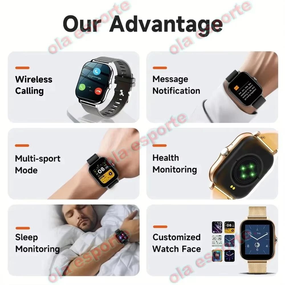 New Smart Watch Android IOS Phone 1.44 Inch Color Screen Bluetooth Call Blood Oxygen/Pressure Monitoring Smart Watch Women Men