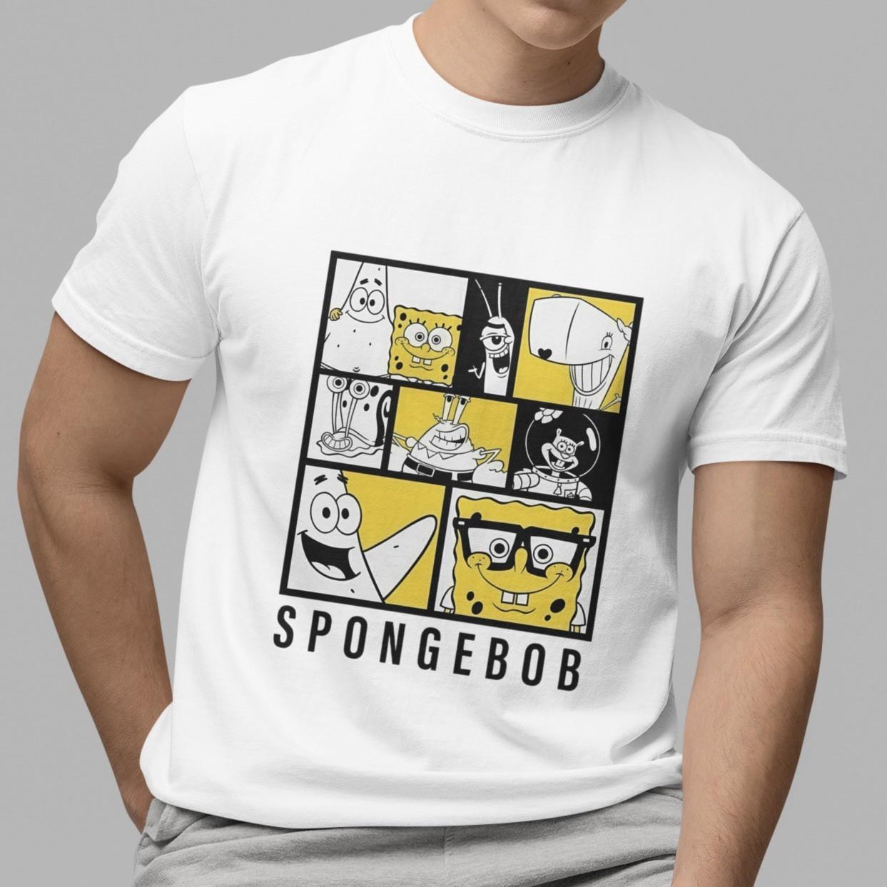 Kawaii Illustration Style SpongeBob Patrick Star Graphic Tee Unisex White Top XXXL