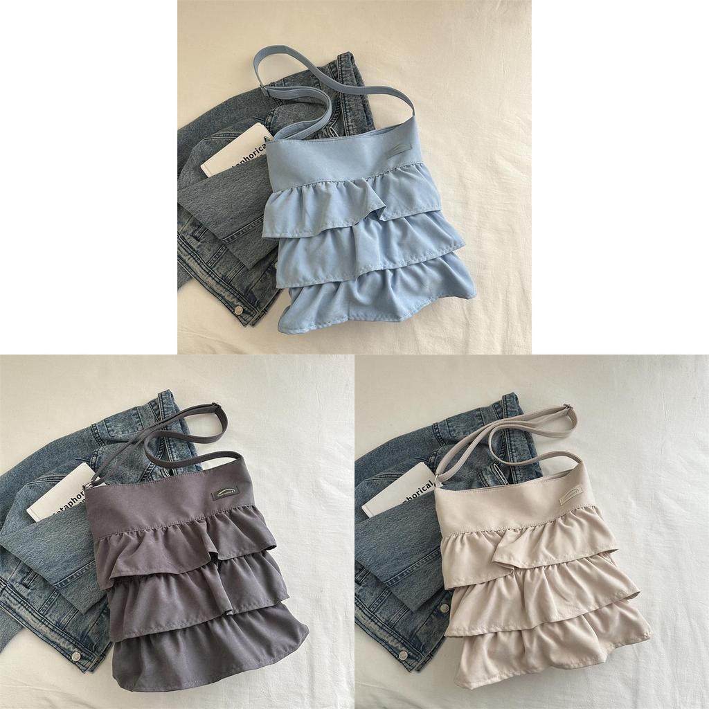 Nylon Tote Bag With Ruffle Design For Casual Daily Use