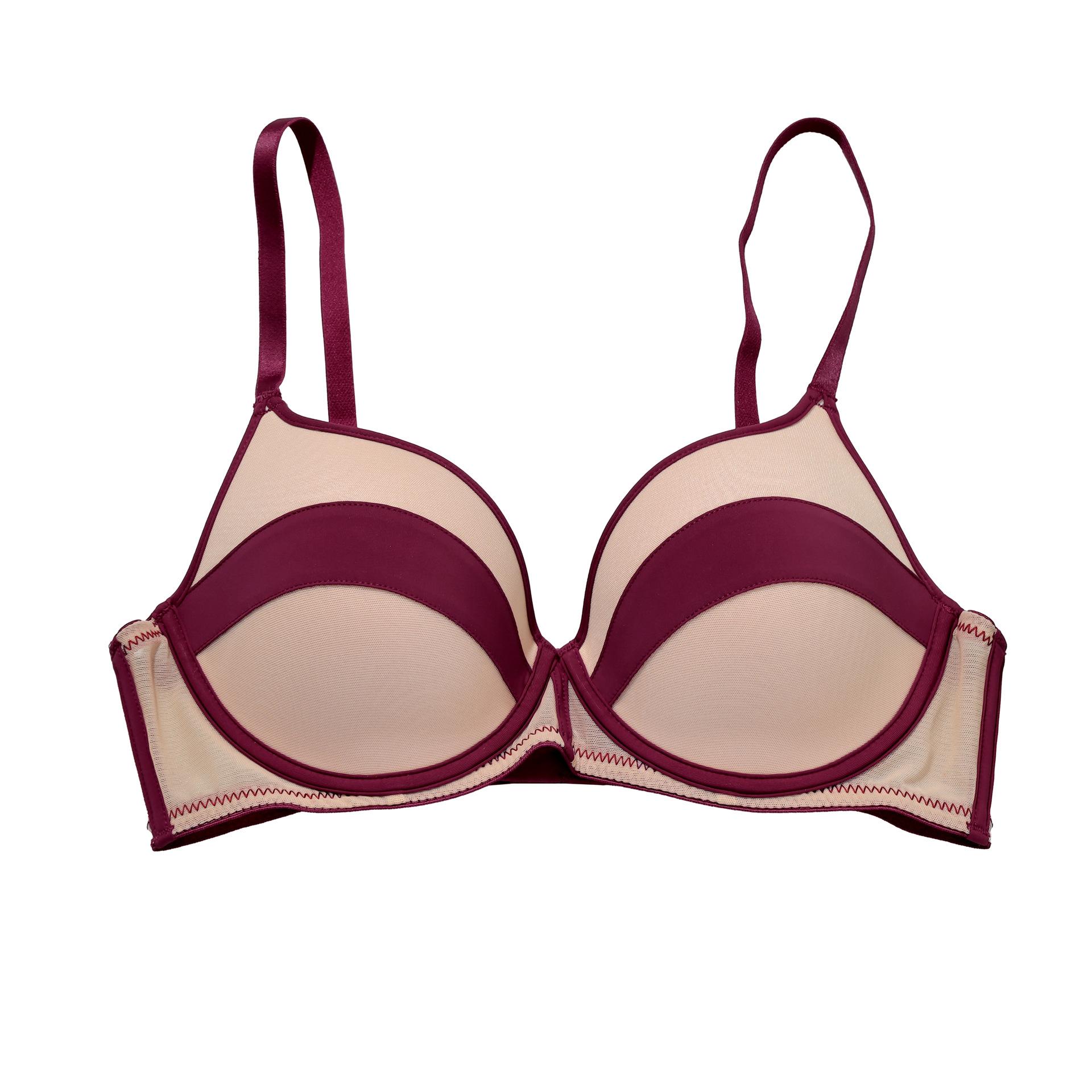 

Женский бесшовный бюстгальтер Женский собирающий бюстгальтер Женский дышащий бюстгальтер с цветными блоками 38/85B вино красного