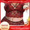 European & American Lace Erotic Lingerie Set - Sexy See-Through Bra & Panty with Three Pieces