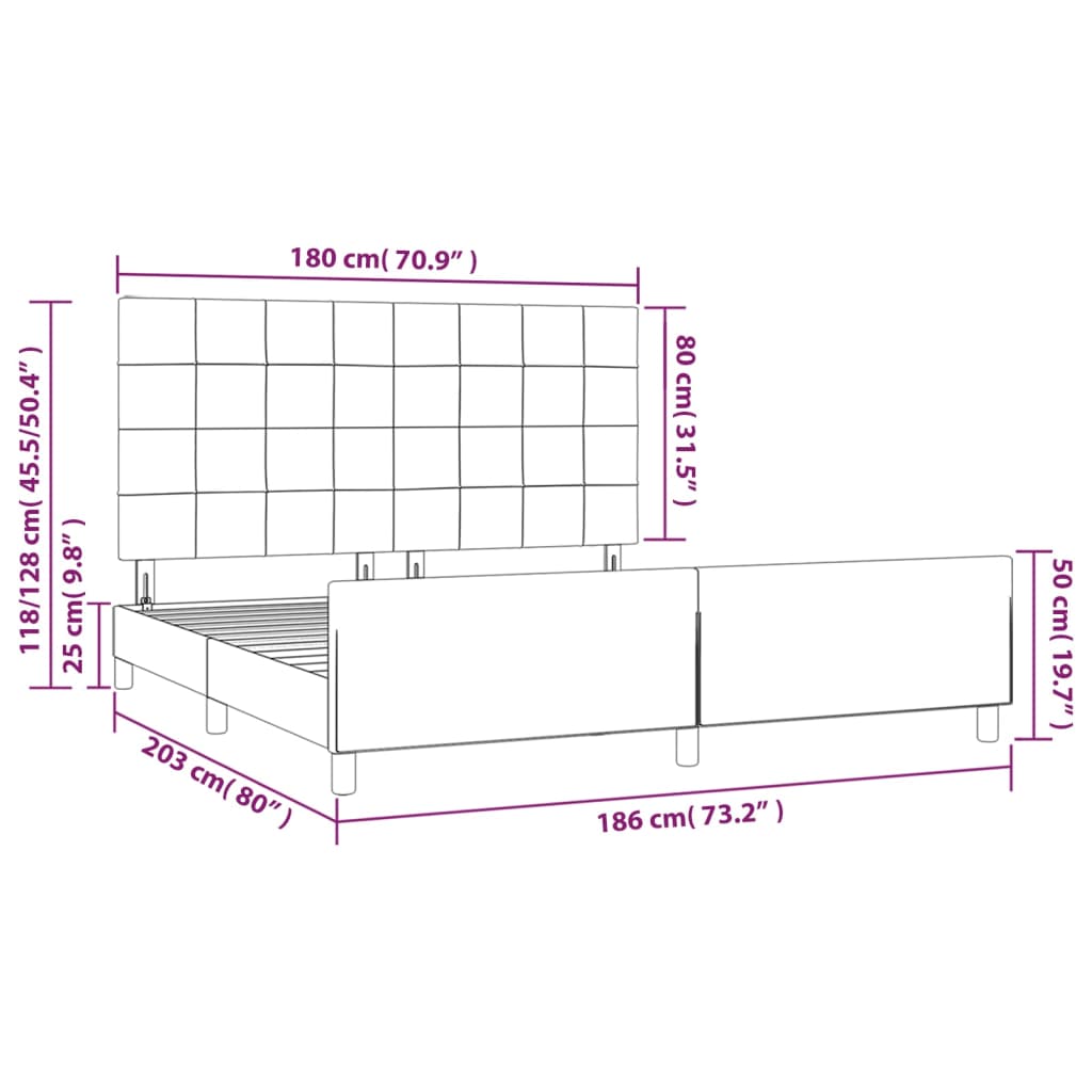 Bed Frame without Mattress Light Grey 180 x 200 cm Fabric