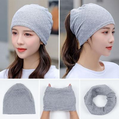 Breathable Beanies Hat Scarf Hip-pop Knitted Hat Mesh Skullies Cap  Women