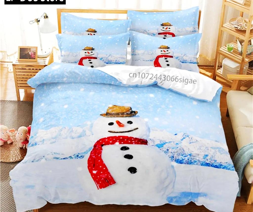 Zestaw pościeli ze sceną zimową Zestaw poszewek na kołdrę Pościel Cyfrowy nadruk Poszewka na kołdrę Rozmiar King Queen Zestaw pościeli Modny design 3-częściowy