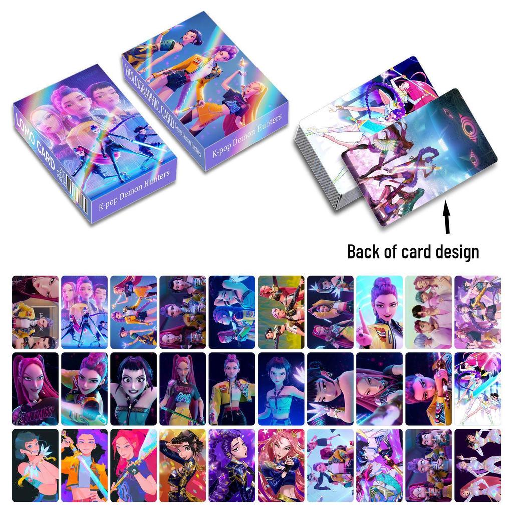 New 30-Sheet K-POP Demon Hunter Girl Group Holographic Anime Double-Sided LOMO Card Set