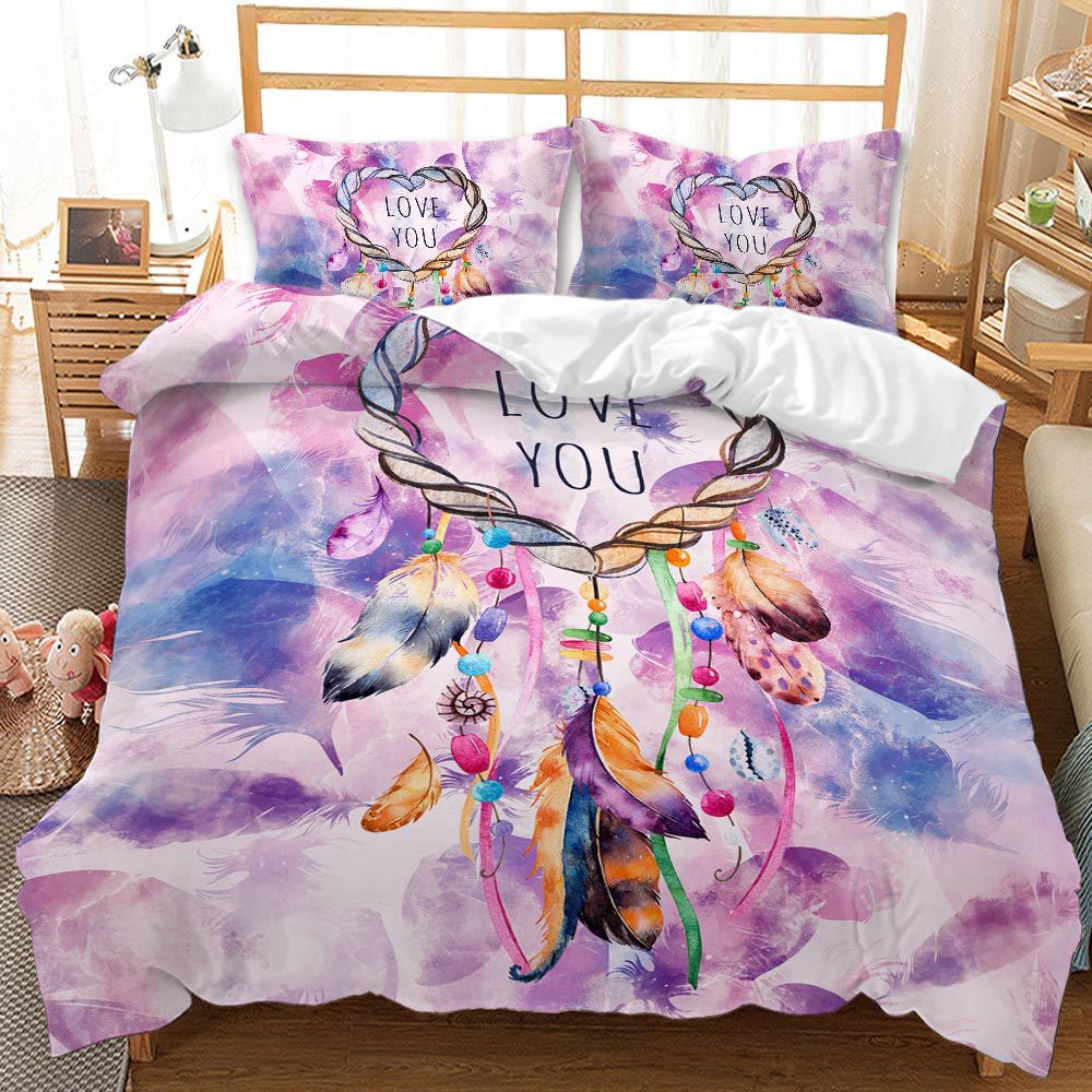 Simple Small Fresh Dream Catcher Digital Printing Quilt Set Three-Piece 3D 135 * 200 (two-piece set) 90g