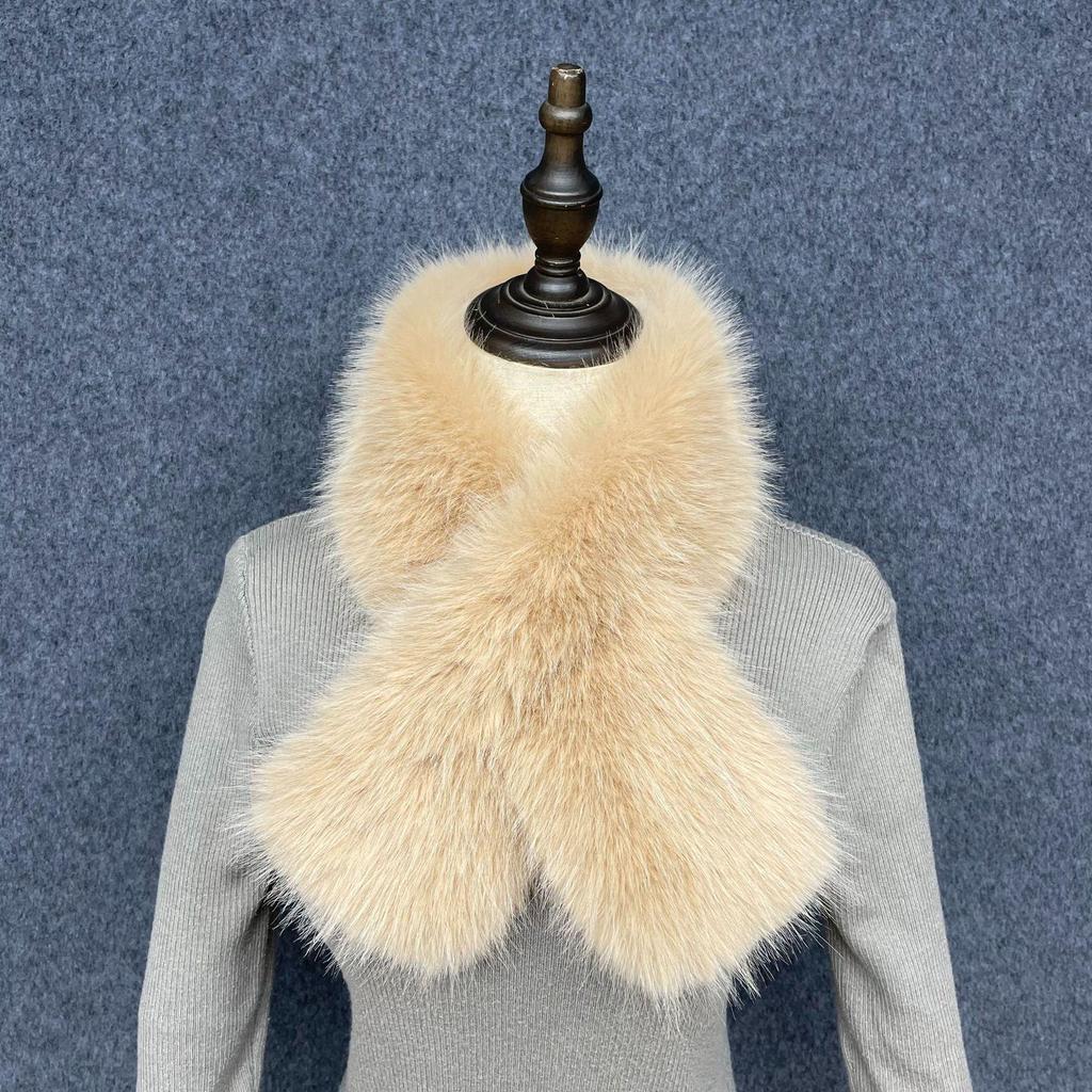 Luxury Faux Fox Fur Leopard Print Scarf - Crossed Neck Warmer in European & American Fashion