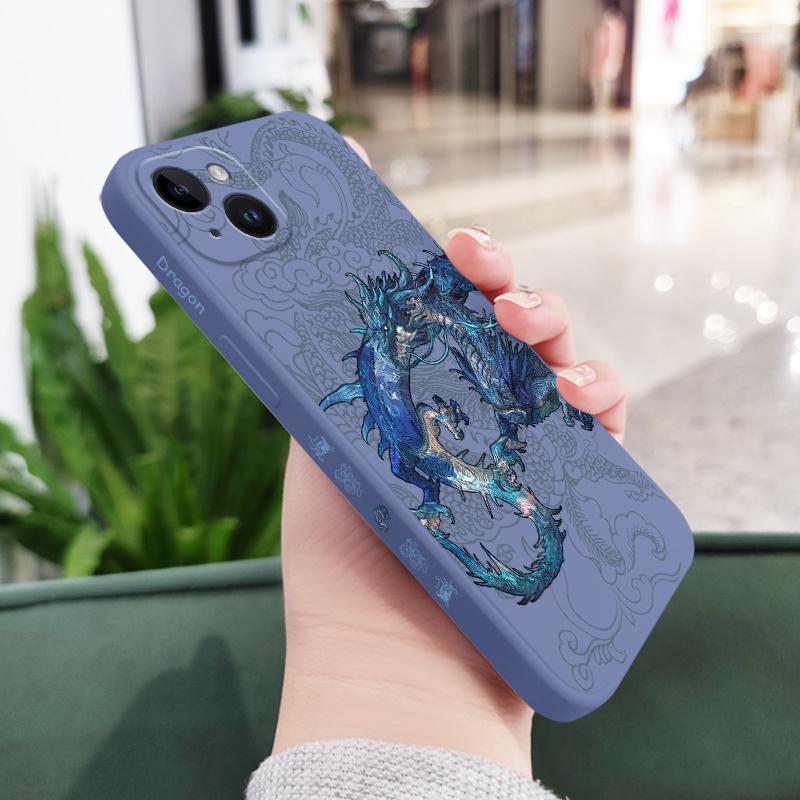 Coque de téléphone Dragon Bleu Pour iPhone 17 17 Air 16 16e 15 14 13 12 11 Plus Pro Max Mini Housse en Silicone