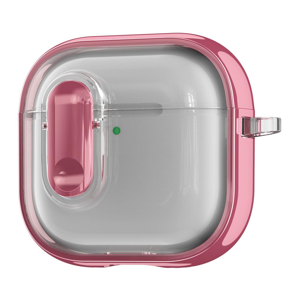 For AirPods 4 with ANC Case Clear Electroplated TPU PC Earbuds Cover with Lock Clasp / Carabiner