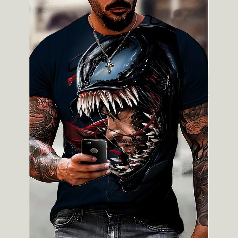 3D Venom Printed Men's New Summer T-shirt 2026Casual Sports T-shirt Funny Cool Boys Short Sleeve T-shirt Street Top