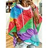 White Daisy Texture Loose Drop Sleeve Hoodie