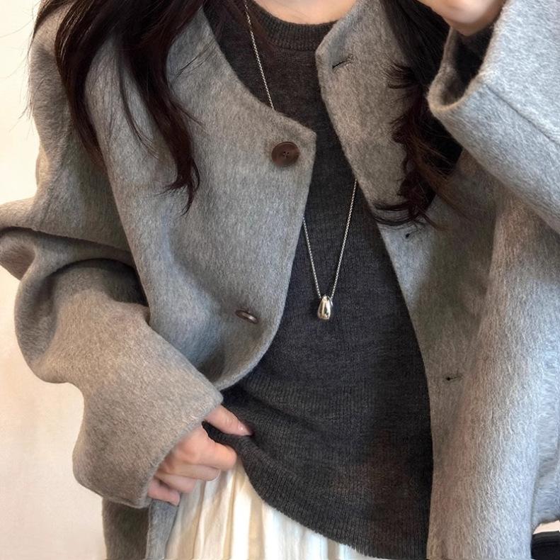 Trendy Minimalist Long Teardrop Charm Pendant Necklace for Women Autumn Winter Sweater Chain Fashion Y2K Accessory Jewelry Gift