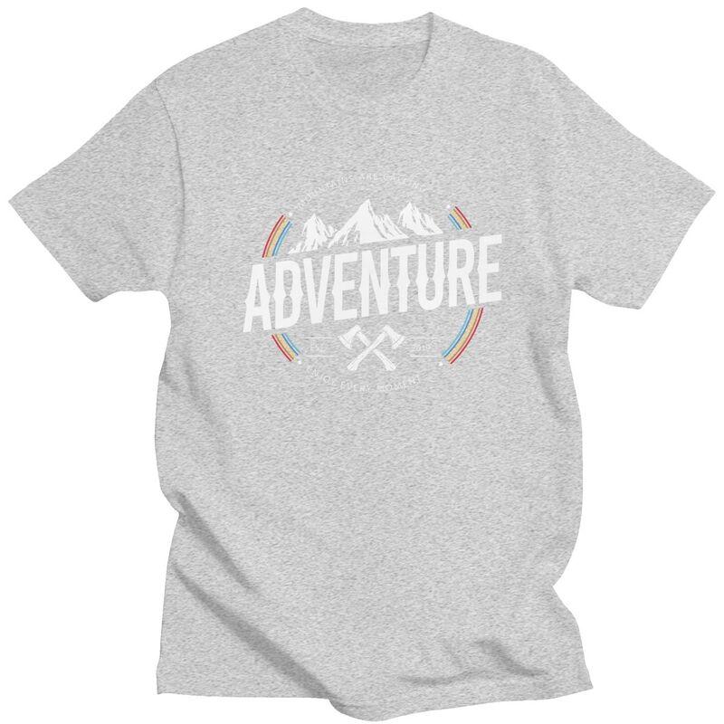 Custom Mountain Camping Adventure Camper Tshirts for Men Short Sleeve T Shirt Fashion Tshirt 100 Cotton Tees Gift