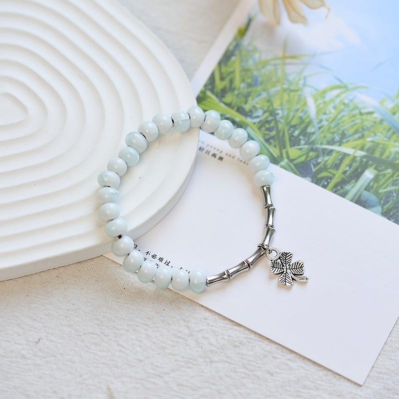Original Design New Chinese Jingdezhen Ceramic Bracelet Student Literary Bamboo Arrival Porcelain Bead Bracelet Female Wholesale