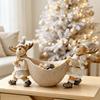 Resin Xmas Elk Decorative Bowl Cute Reindeer Ornament Jewelry Storage Tray  Home Decoration