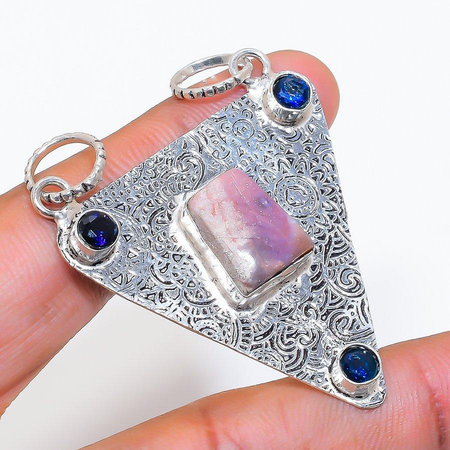 Natural Tiffany Stone, Iolite 925 Sterling Silver Jewelry Pendant 2.29" ZS-382