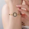 Dawapara Vintage Peace Sign Bracelet Peace Love Happiness Blessing Charm Couple Bracelet Stainless Steel Jewelry