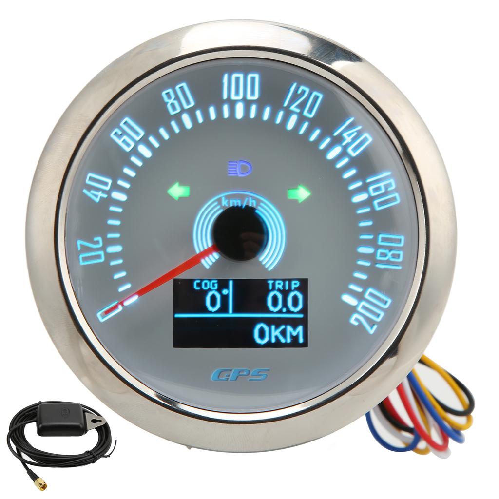 85mm GPS Speedometer with Turn Signal Light 0‑200KMCelsiusH   7 Color Backlit for Car RV Ship
