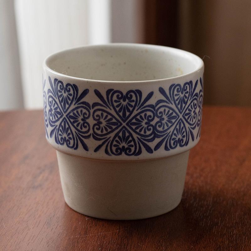 Retro Chinese ceramic milk mug stacking cup, breakfast creative simple household water cup simple coffee cup 201-300ml