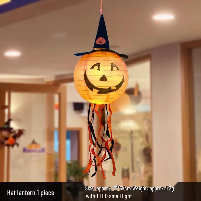 Outdoor Luminous Halloween Pumpkin Paper Lantern Decorations for Kindergartens and Hotels