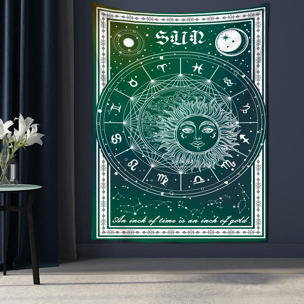 Compass Starry Sky Tarot Tapestry Wall Mount Sun Moon Hippie Tapiz Witchcraft Art Psychedelic Home Decor