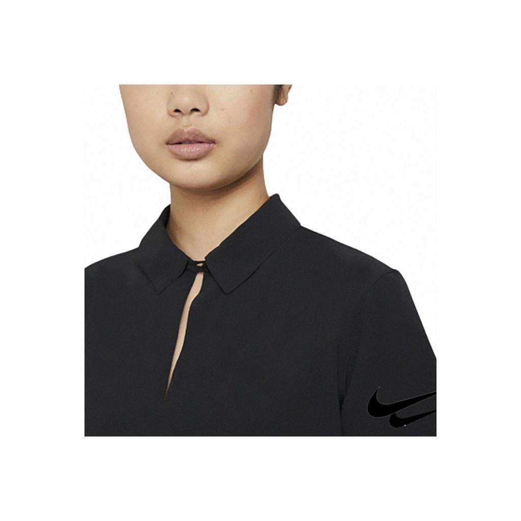 Nike Dri-Fit Flex Ace Solid Color Comfortable Stylish Short Sleeve Polo Shirt Women Tops Black CU9350-010