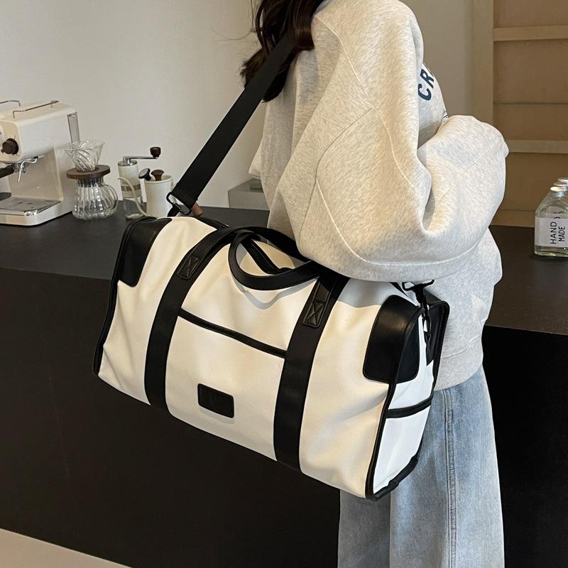 Oxford Cloth Large-capacity Travel Bag Women's Fashion Duffel Bag Dry and Wet Separation Simple Solid Color Portable Sports Fitness Bag