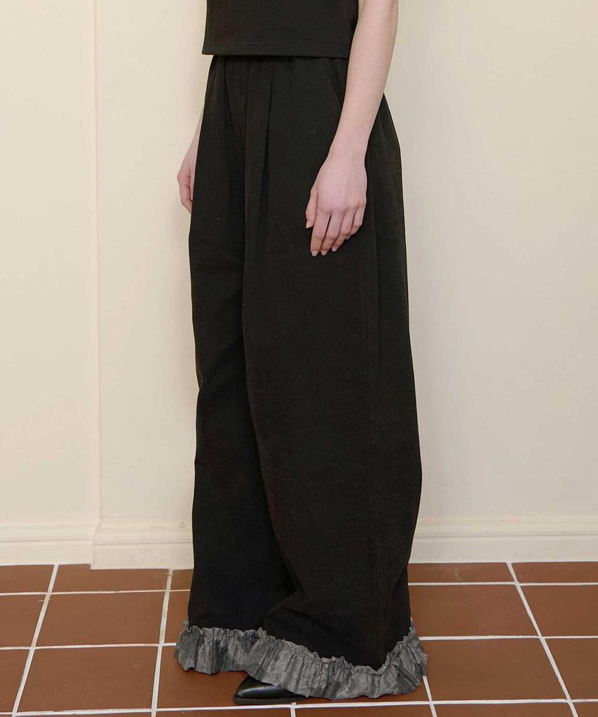 BONATSPALETTE Bp Frill Elastic Waist Wide Pants_Black