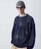 STAGE NAME Two-Tone Winter Stars Round Neck Oversized Knit_Navy
