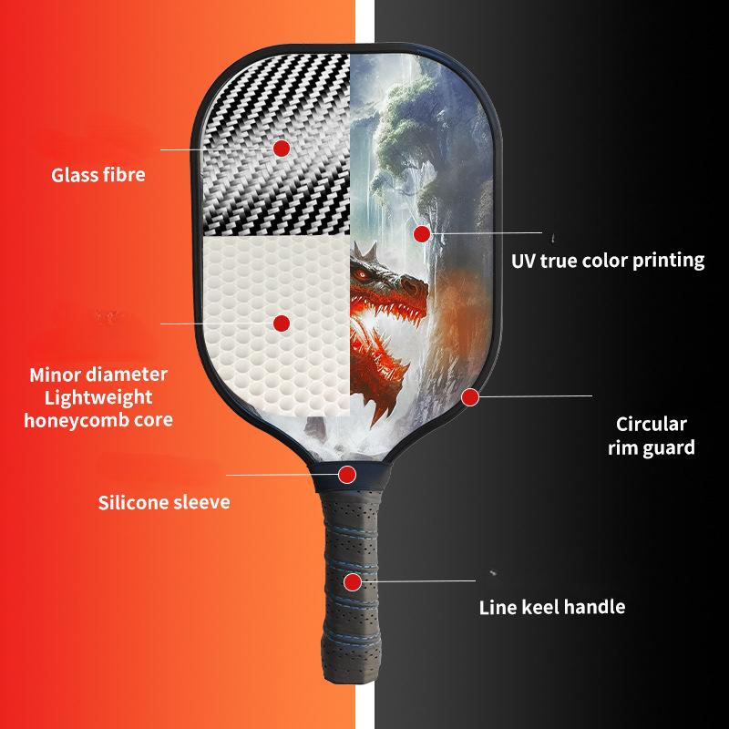 Set rachetă cu vârf din fibră de sticlă Pickleball Paddle Honeycomb Rachetă pentru sport în aer liber