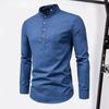Chemise d'affaires pour hommes, coupe ajustée, col montant, légère, respirante, élégante, manches longues, chemises pour hommes