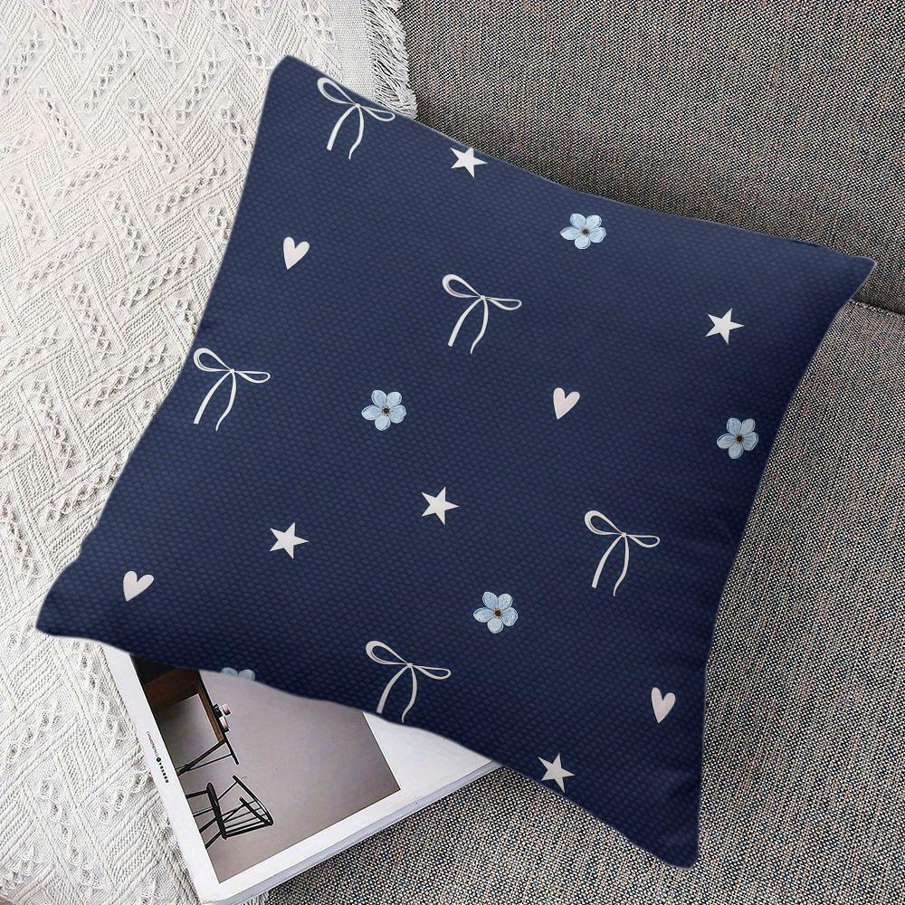 Navy White Bot square Jacquard Pillow Cover for Sofa Office Waist Cushion Cover Home Decorative Pillowcase
