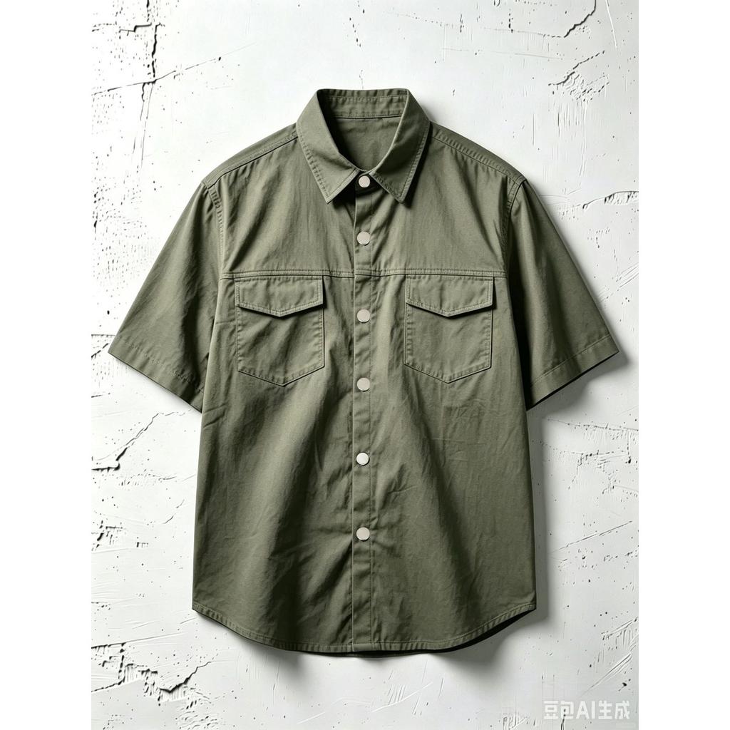 Men's European Size Summer New Style 100% Cotton Men's Work Shirt Short Sleeve Casual Multi-pocket Shirt