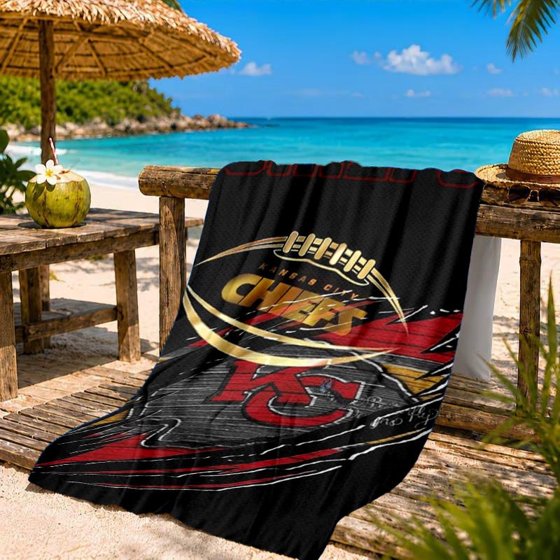 Kansas Chiefs Logo Beach Towel, Quick-drying, Easy to Care for, Suitable for Both Fitness and Beach Vacations,Sports Essential