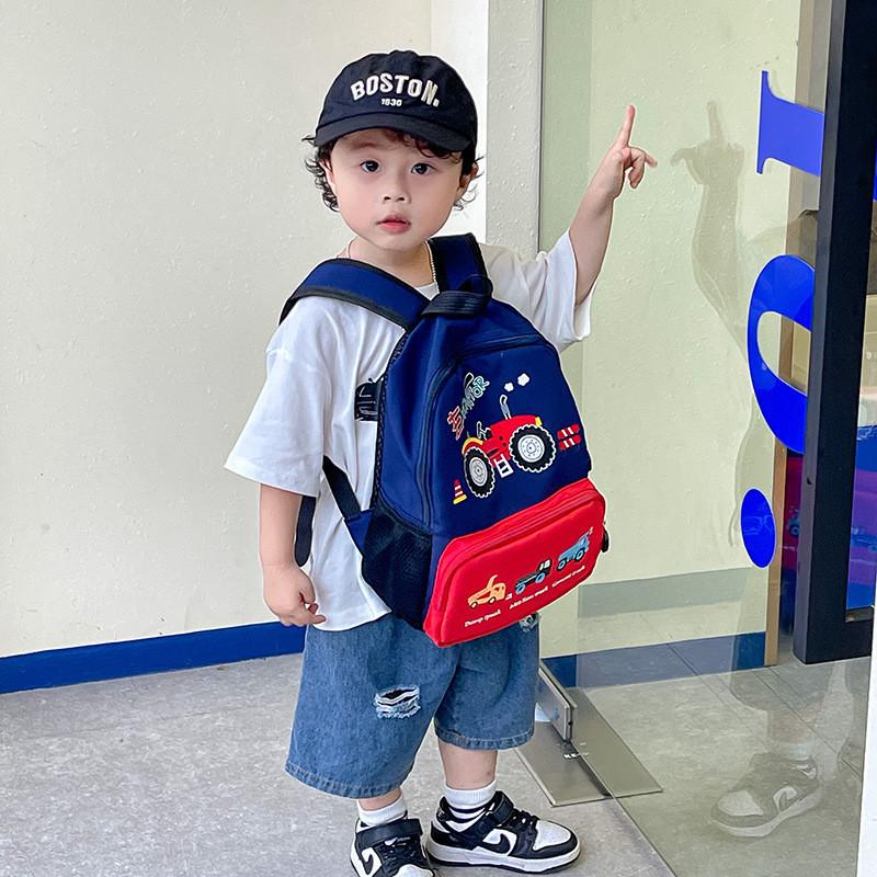 Adorable Cartoon Car Backpack For Boys And Girls Lightweight Oxford Cloth Design For Kindergarten