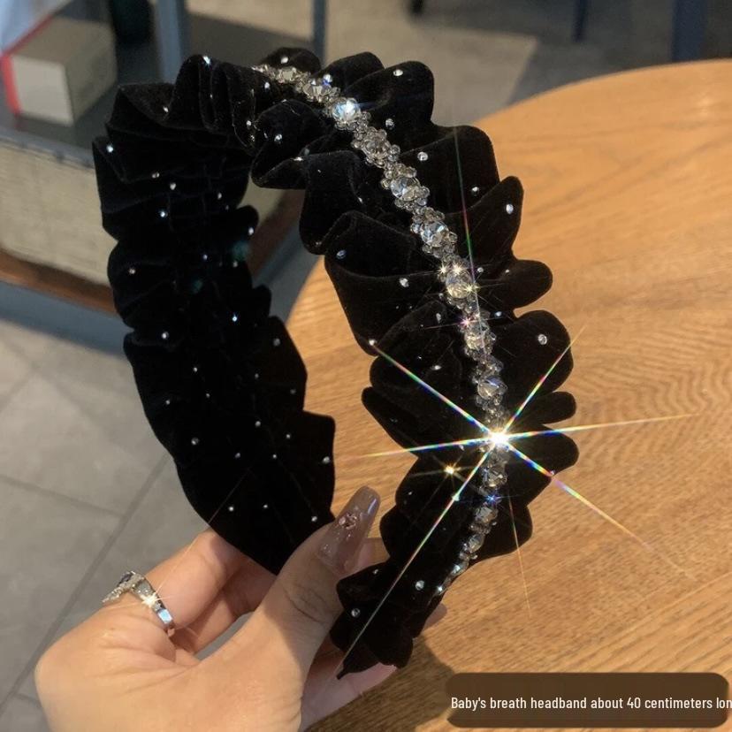 Diamond-Studded Starry Night Retro Headband: Feminine Luxury French Hair Accessory