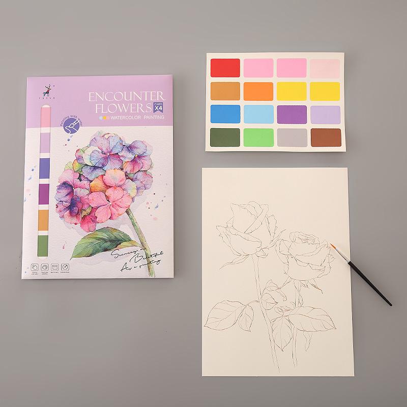 Watercolor Coloring Book Decompression Drawing Doodle Cartoon Self-painting Paper