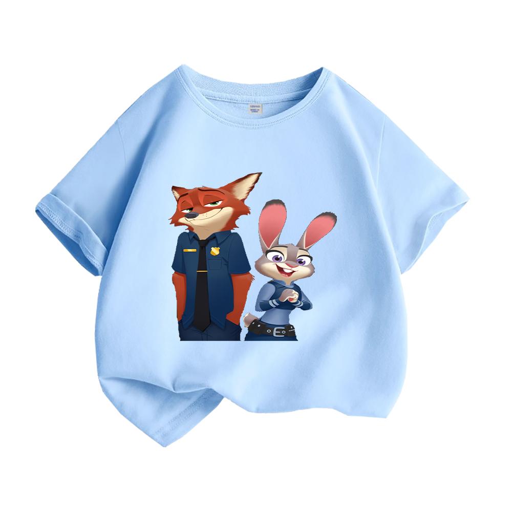 Crazy Animal City Kids T Shirt Cartoon Rabbit Fox Printed Toddler Boys Girls Short Sleeve Cotton Casual Summer Fashion Top Tees