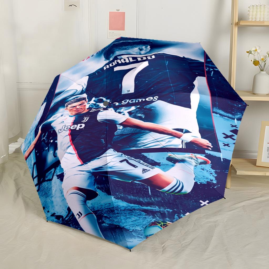 Ronaldo Juventus Celebration Compact Travel Automatic Umbrella Retractable Design with 8-Rib Durability Durable Plastic & Iron Travel Essential