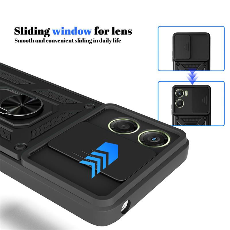 For Motorola G06 4G Case Metal Ring Magnetic Holder Armor Phone Cases for Moto G06 G 06 Slide Lens Shockproof Silicone PC Cover