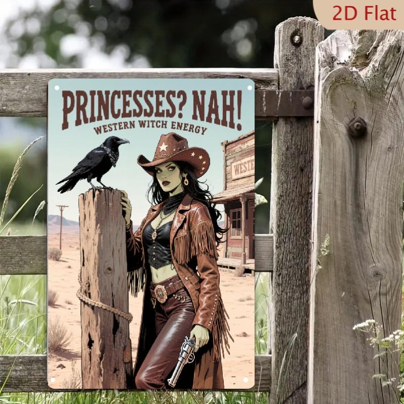 D Flat D FlatD Flat D Flat D FlatD Flat pc Western Witch Metal Wall Decor Sign Vintage Retro Cowboy Western Post 20x30cm（7.8x11.8inch）
