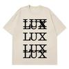 LUX Lettering Stacked Design T-Shirt White Cotton Y2K Goth Aesthetic Casual Women And Men T-shirt