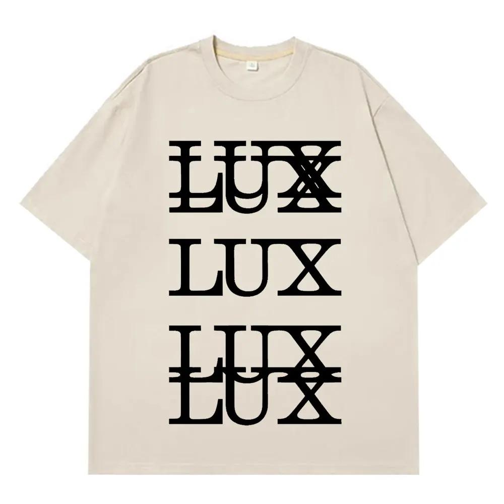 

LUX Lettering Stacked Design T-Shirt White Cotton Y2K Goth Aesthetic Casual Women And Men T-shirt XXXL
