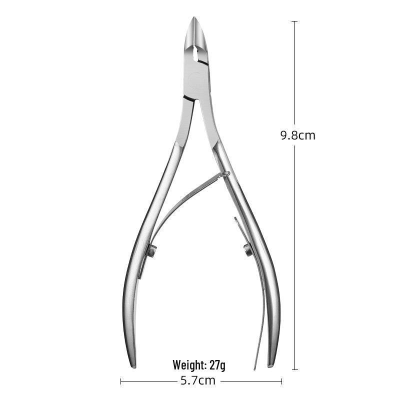 Stainless Steel Slanted Nail Clipper with Cuticle Scissors and Small Blade for Easy Trimming and Hangnail Removal