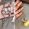 Korean Waxed Leather Cord Unisex Jade Pendant Lanyard Necklace - Red Black Weaving Thread