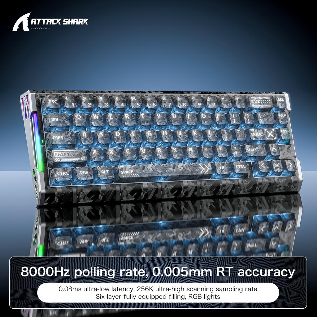 ATTACK SHARK R68HE Wired 8KHz Keyboard ,0.005mm RT Accuracy,Magnetic Switch,Support RT/Snap Tap/DKS/MT/TGL