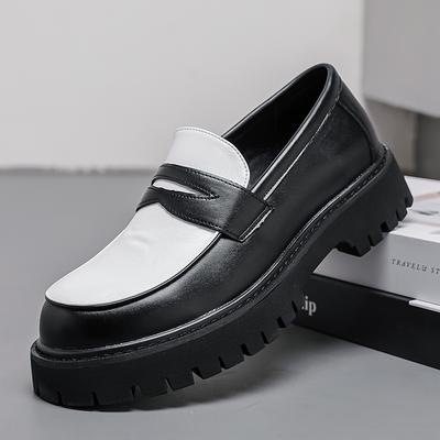 2025 New Model Men's Workwear Casual Thick-soled High-heel Thick-soled Cushioned Leather Loafers for Small-Sized Feet
