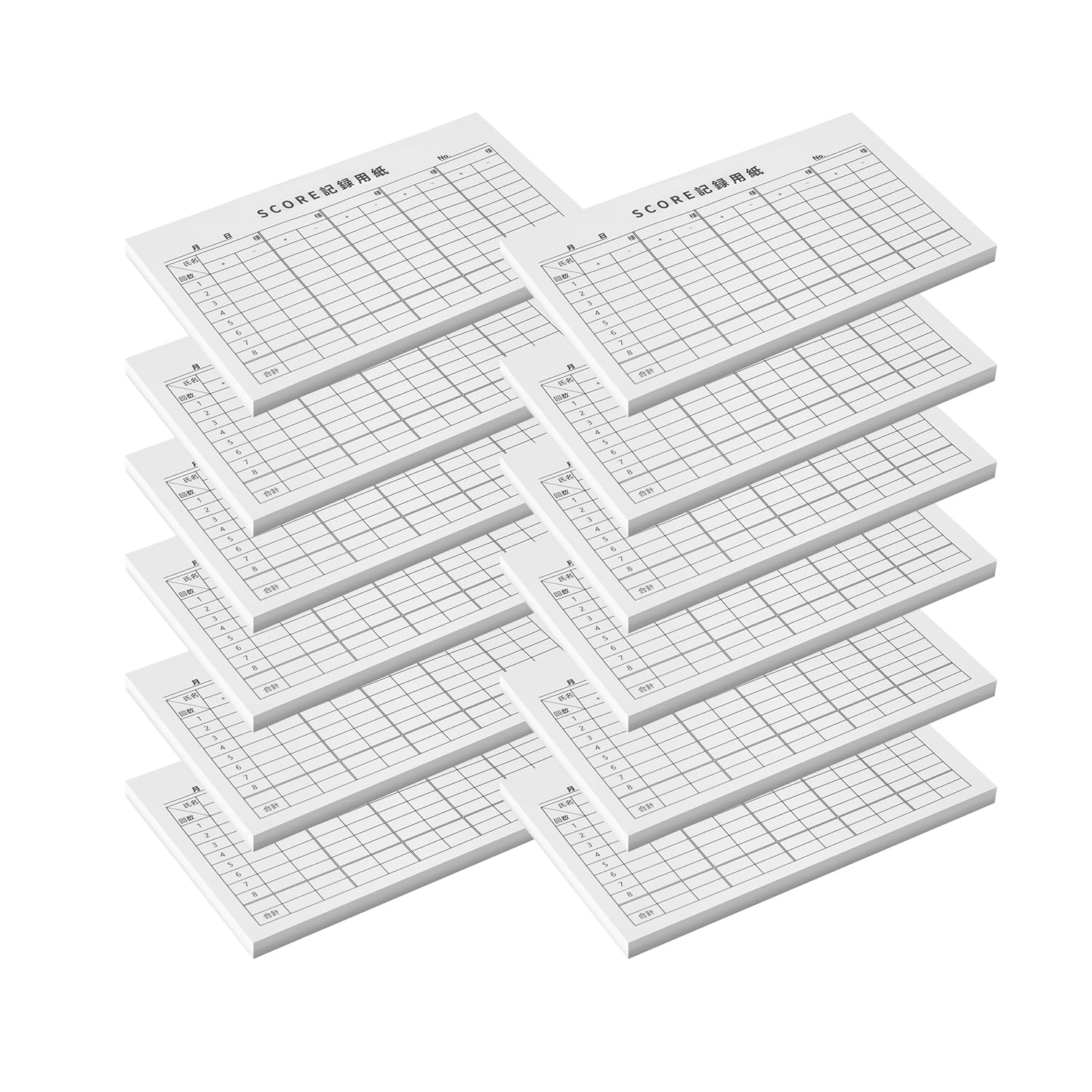 AKIHI Mahjong Record Book, 12-Book Set, Mahjong Score Record Book, Value Pack, 12-Book Set, 100 Sheets per Book, 8th Dan Record, Compatible with 5 Pli